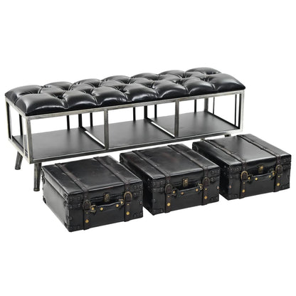 Storage Bench 110 cm Black Faux Leather