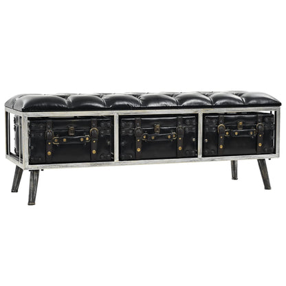 Storage Bench 110 cm Black Faux Leather