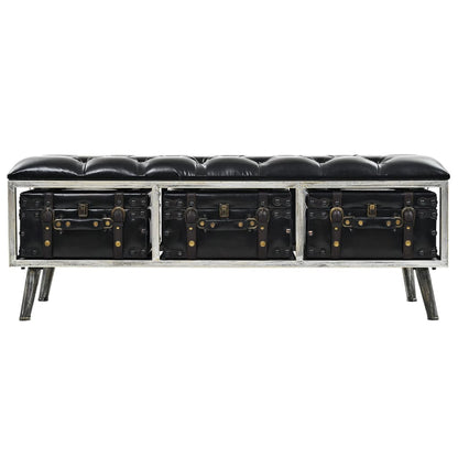 Storage Bench 110 cm Black Faux Leather