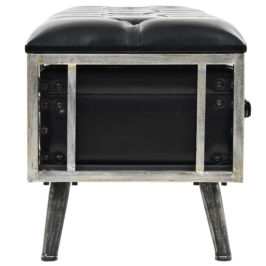Storage Bench 110 cm Black Faux Leather