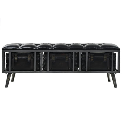 Storage Bench 110 cm Black Faux Leather