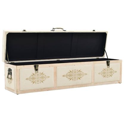 Storage Bench 110 cm Cream Solid Wood Fir