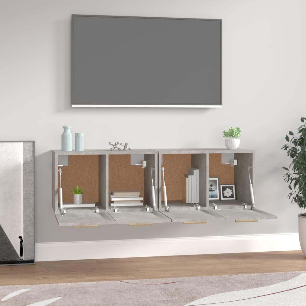 Wall Cabinets 2 pcs Concrete Grey 60x36.5x35 cm Engineered Wood