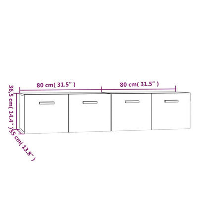 Wall Cabinets 2 pcs Sonoma Oak 80x35x36.5 cm Engineered Wood
