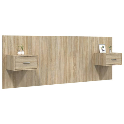 Bed Headboard with Cabinets Sonoma Oak Engineered Wood