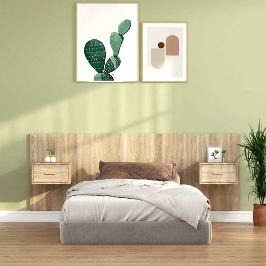 Bed Headboard with Cabinets Sonoma Oak Engineered Wood