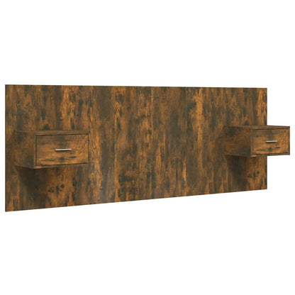 Bed Headboard with Cabinets Smoked Oak Engineered Wood