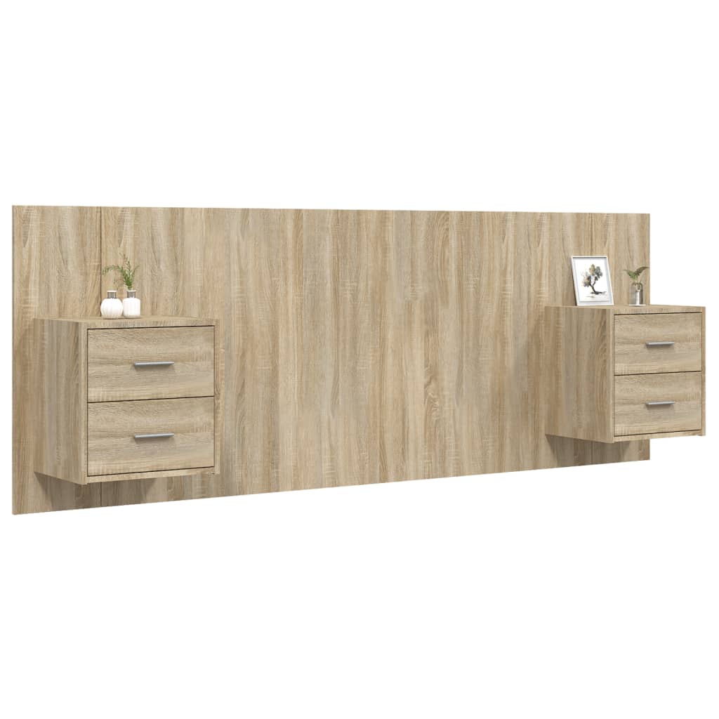 Bed Headboard with Cabinets Sonoma Oak Engineered Wood