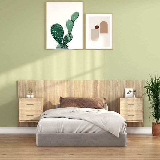 Bed Headboard with Cabinets Sonoma Oak Engineered Wood