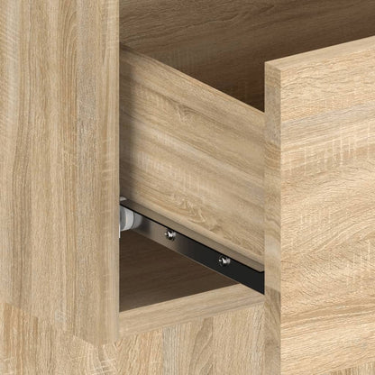 Bed Headboard with Cabinets Sonoma Oak Engineered Wood