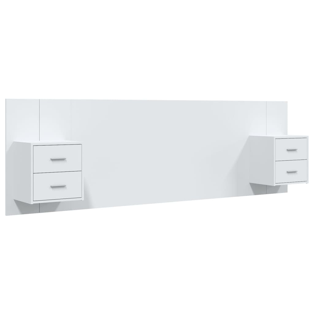 Bed Headboard With Cabinet | White | Engineered wood | Standard