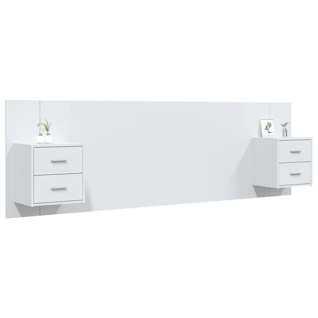 Bed Headboard With Cabinet | White | Engineered wood | Standard