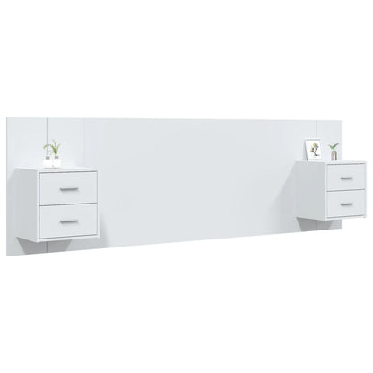 Bed Headboard With Cabinet | White | Engineered wood | Standard