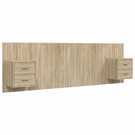 Bed Headboard with Cabinets Sonoma Oak Engineered Wood
