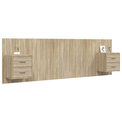 Bed Headboard with Cabinets Sonoma Oak Engineered Wood