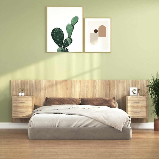 Bed Headboard with Cabinets Sonoma Oak Engineered Wood