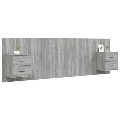 Bed Headboard with Cabinets Grey Sonoma Engineered Wood