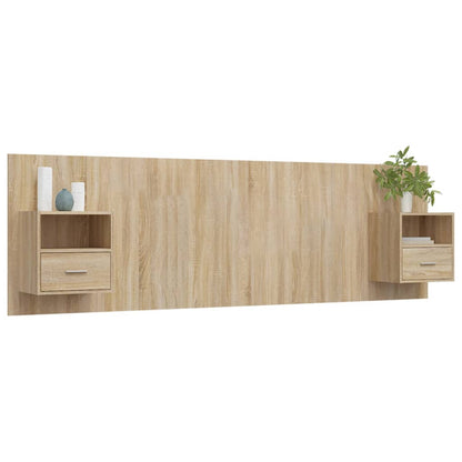 Bed Headboard with Cabinets Sonoma Oak Engineered Wood