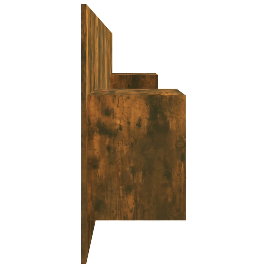 Bed Headboard with Cabinets Smoked Oak Engineered Wood