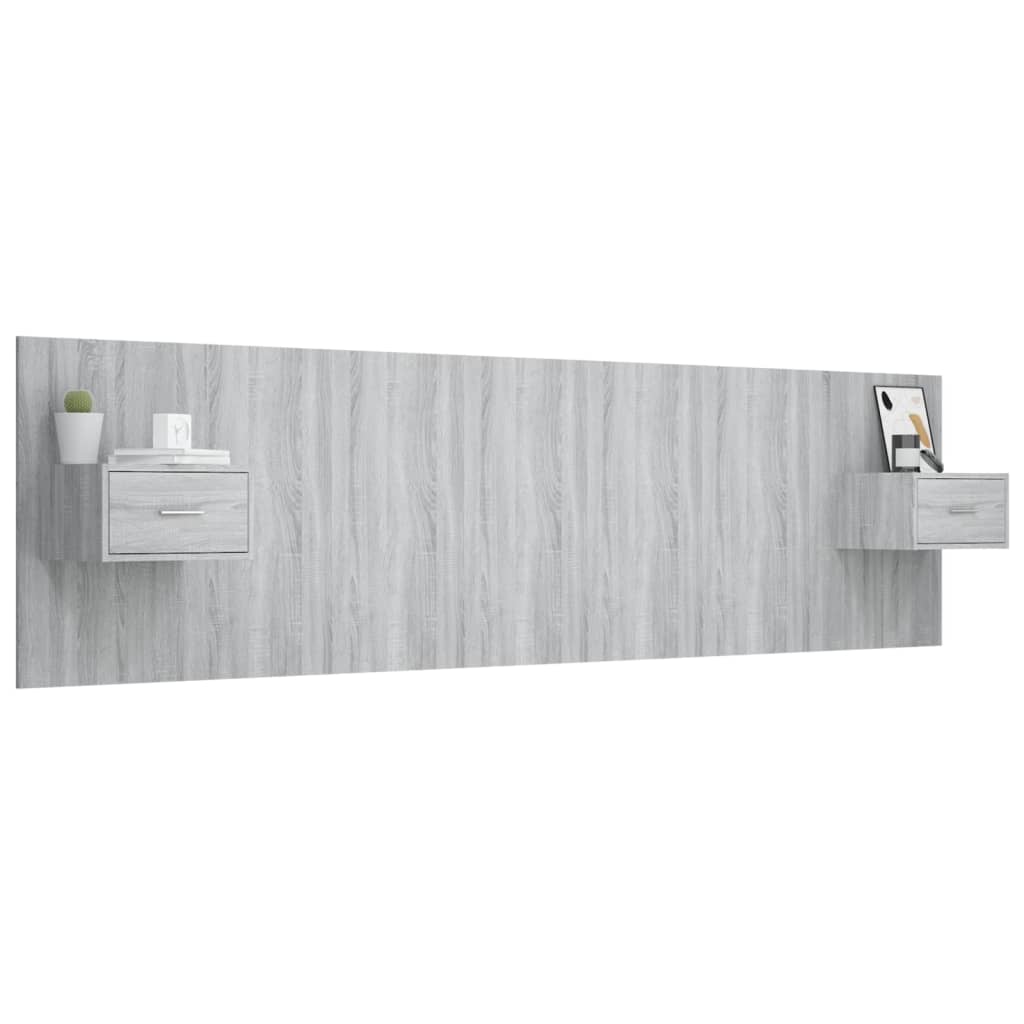 Bed Headboard with Cabinets Grey Sonoma Engineered Wood