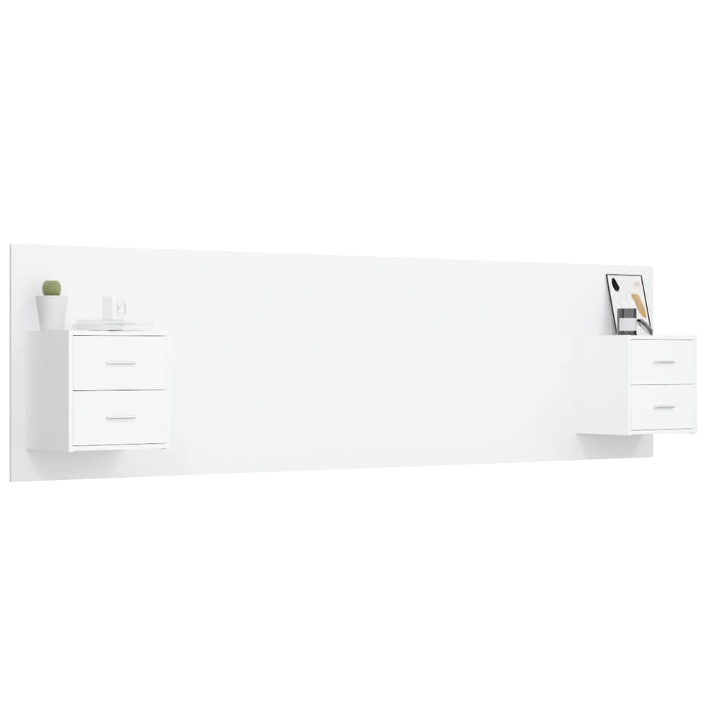 Bed Headboard With Cabinet | White | Engineered wood | Storage