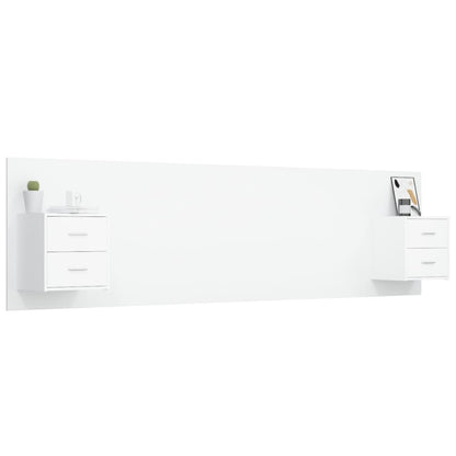 Bed Headboard With Cabinet | White | Engineered wood | Storage