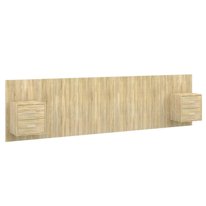 Bed Headboard with Cabinets Sonoma Oak Engineered Wood
