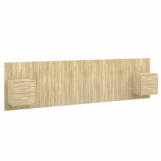 Bed Headboard with Cabinets Sonoma Oak Engineered Wood