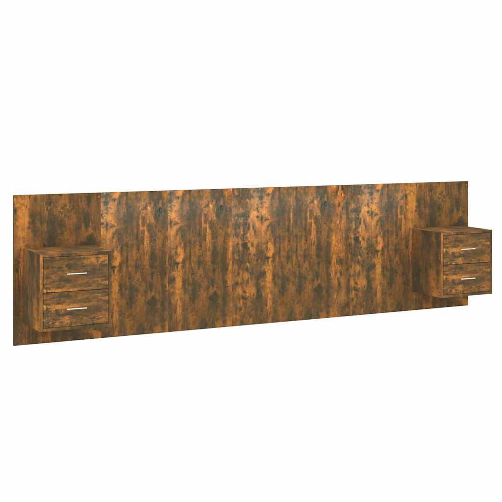 Bed Headboard With Cabinet | Smoked Oak | Engineered Wood