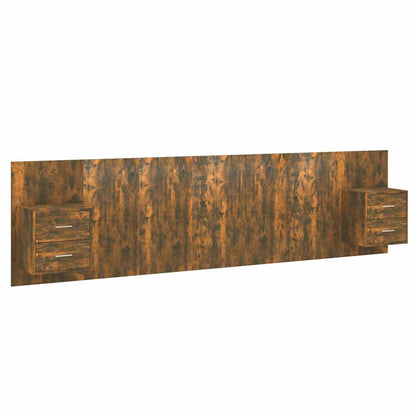 Bed Headboard With Cabinet | Smoked Oak | Engineered Wood