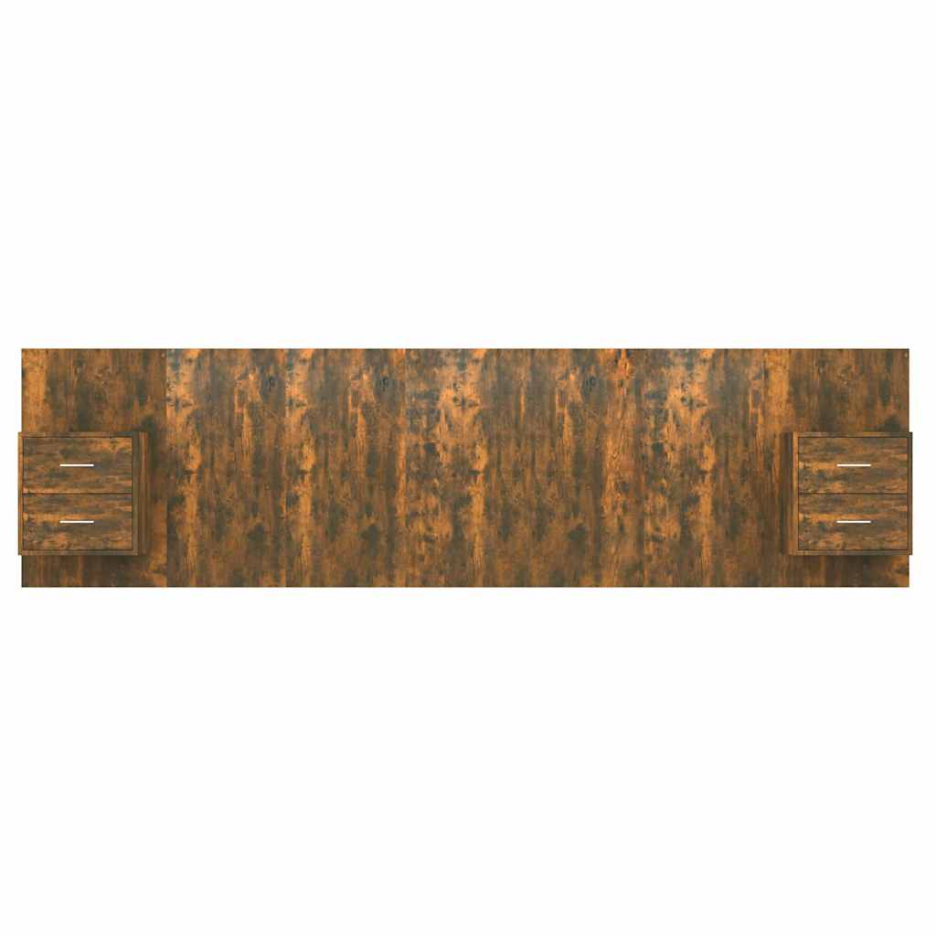 Bed Headboard With Cabinet | Smoked Oak | Engineered Wood