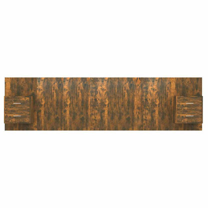 Bed Headboard With Cabinet | Smoked Oak | Engineered Wood
