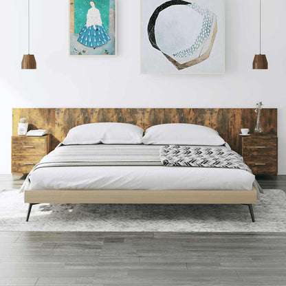 Bed Headboard With Cabinet | Smoked Oak | Engineered Wood