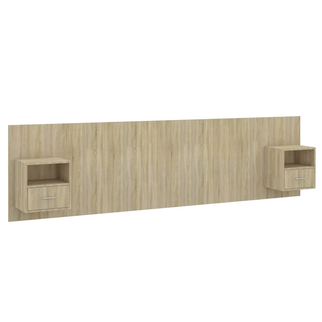 Bed Headboard with Cabinets Sonoma Oak Engineered Wood