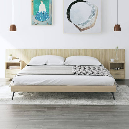 Bed Headboard with Cabinets Sonoma Oak Engineered Wood