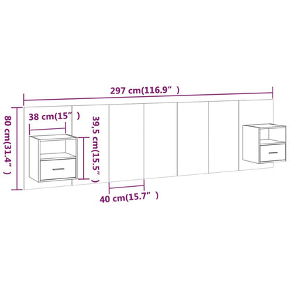 Bed Headboard with Cabinets Grey Sonoma Engineered Wood