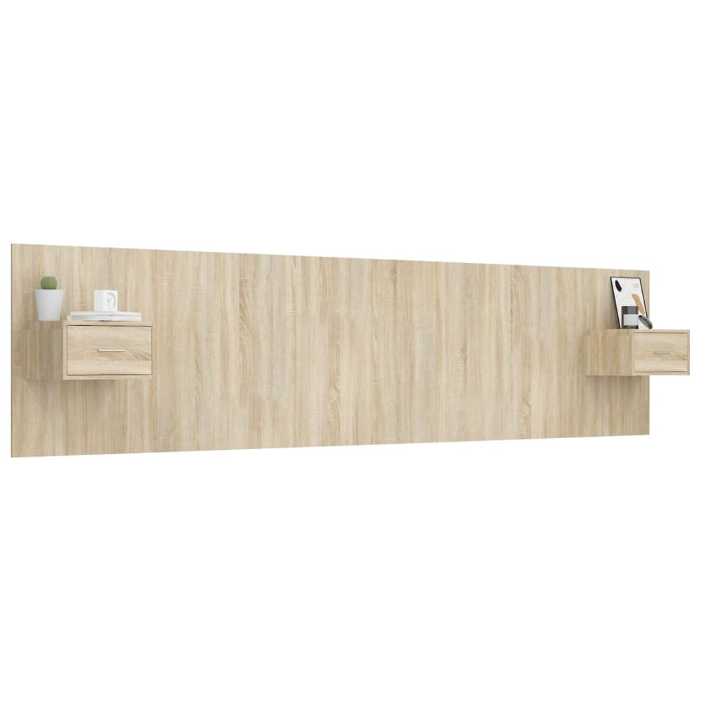 Bed Headboard with Cabinets Sonoma Oak Engineered Wood
