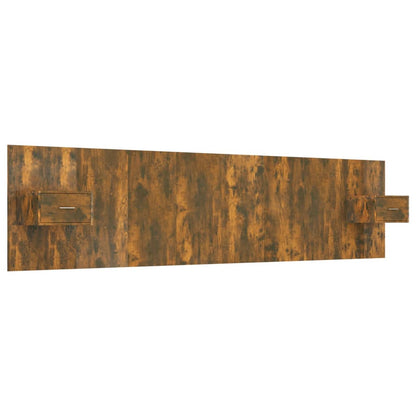 Bed Headboard With Cabinet | Smoked oak | Engineered wood | Large