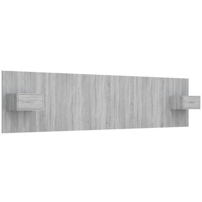Bed Headboard With Cabinet | Grey Sonoma | Engineered wood | Large