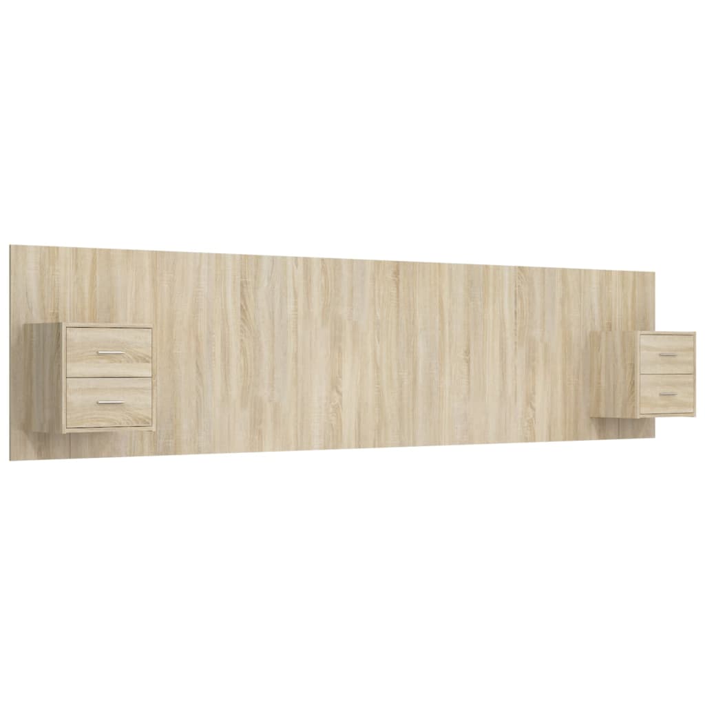Bed Headboard with Cabinets Sonoma Oak Engineered Wood