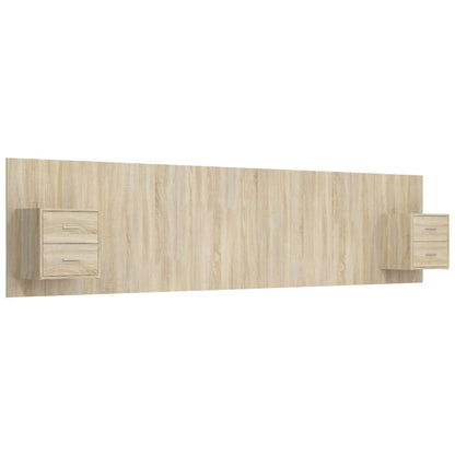 Bed Headboard with Cabinets Sonoma Oak Engineered Wood