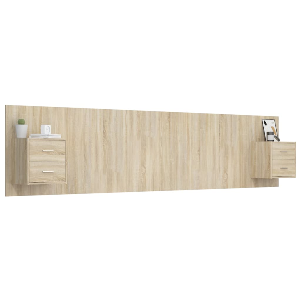 Bed Headboard with Cabinets Sonoma Oak Engineered Wood