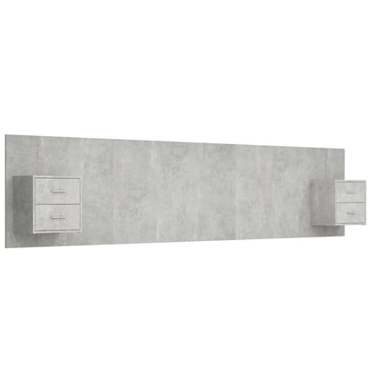 Bed Headboard with Cabinets Concrete Grey Engineered Wood