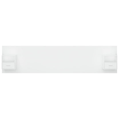 Bed Headboard with Cabinets White Engineered Wood