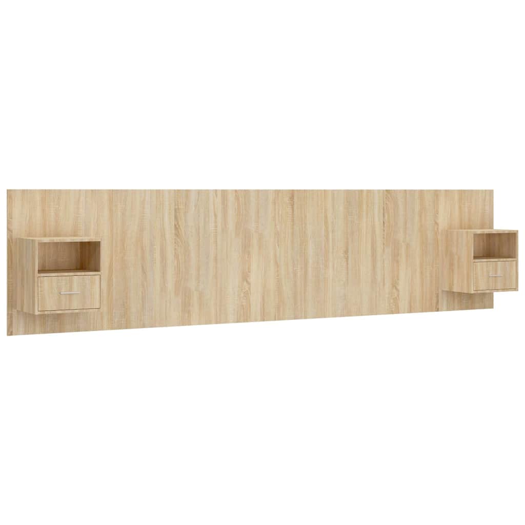 Bed Headboard with Cabinets Sonoma Oak Engineered Wood