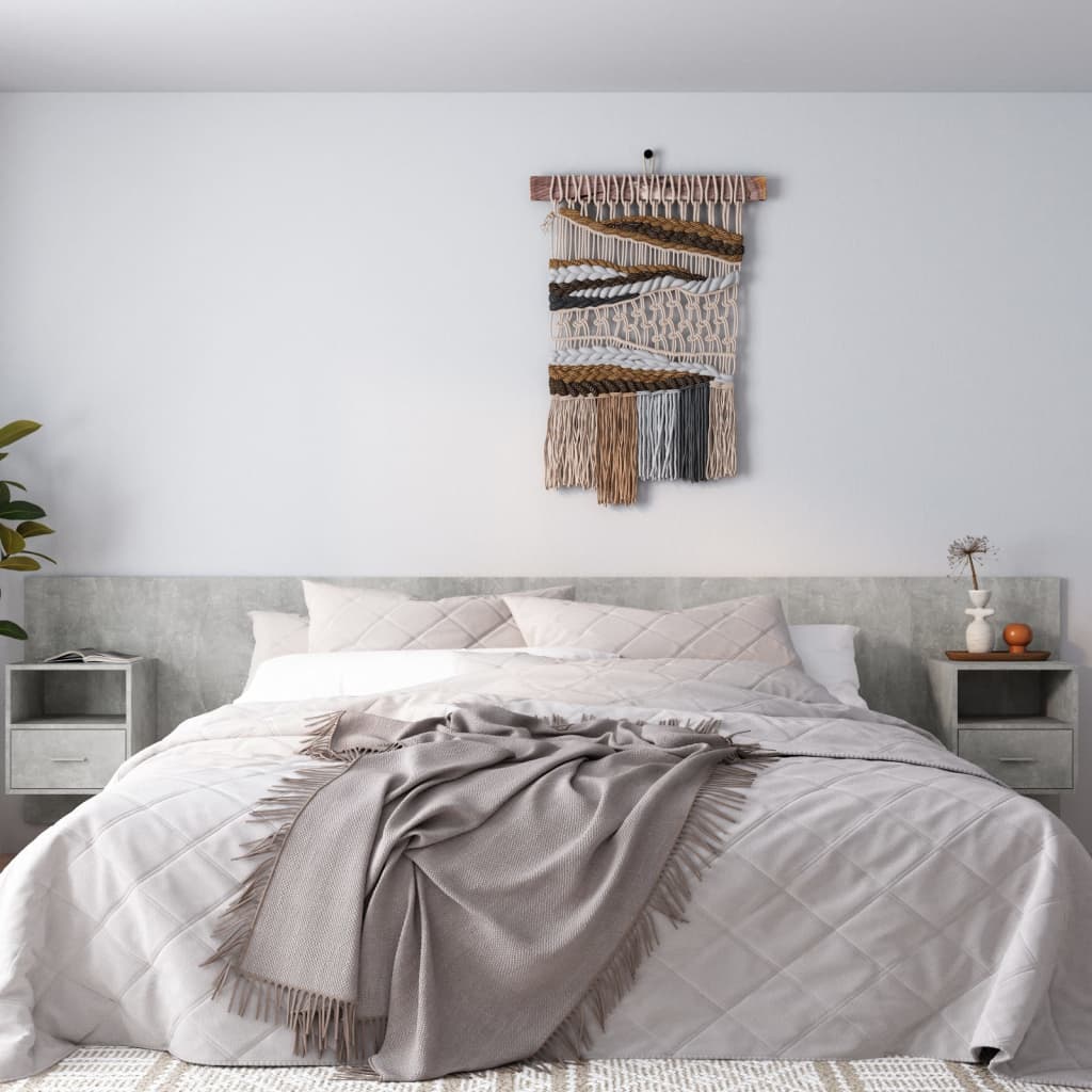 Bed Headboard with Cabinets Concrete Grey Engineered Wood