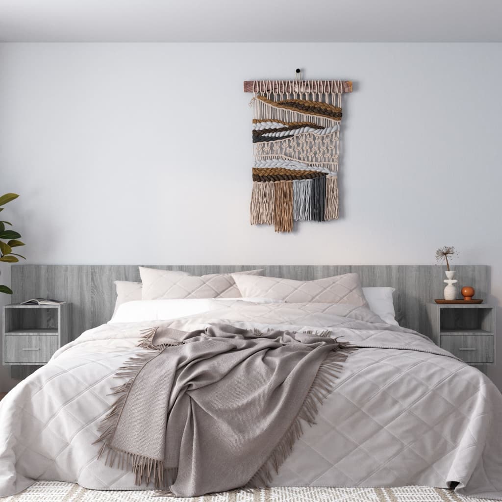 Bed Headboard with Cabinets Grey Sonoma Engineered Wood