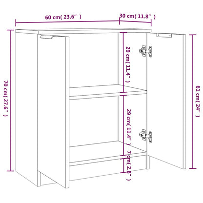 Sideboards 2 pcs Grey Sonoma 60x30x70 cm Engineered Wood