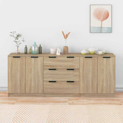 3 Piece Sideboards Sonoma Oak Engineered Wood