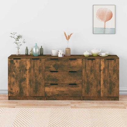 3 Piece Sideboards Smoked Oak Engineered Wood